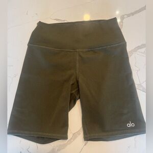 ALO Yoga Olive Green Airbrush Biker Shorts